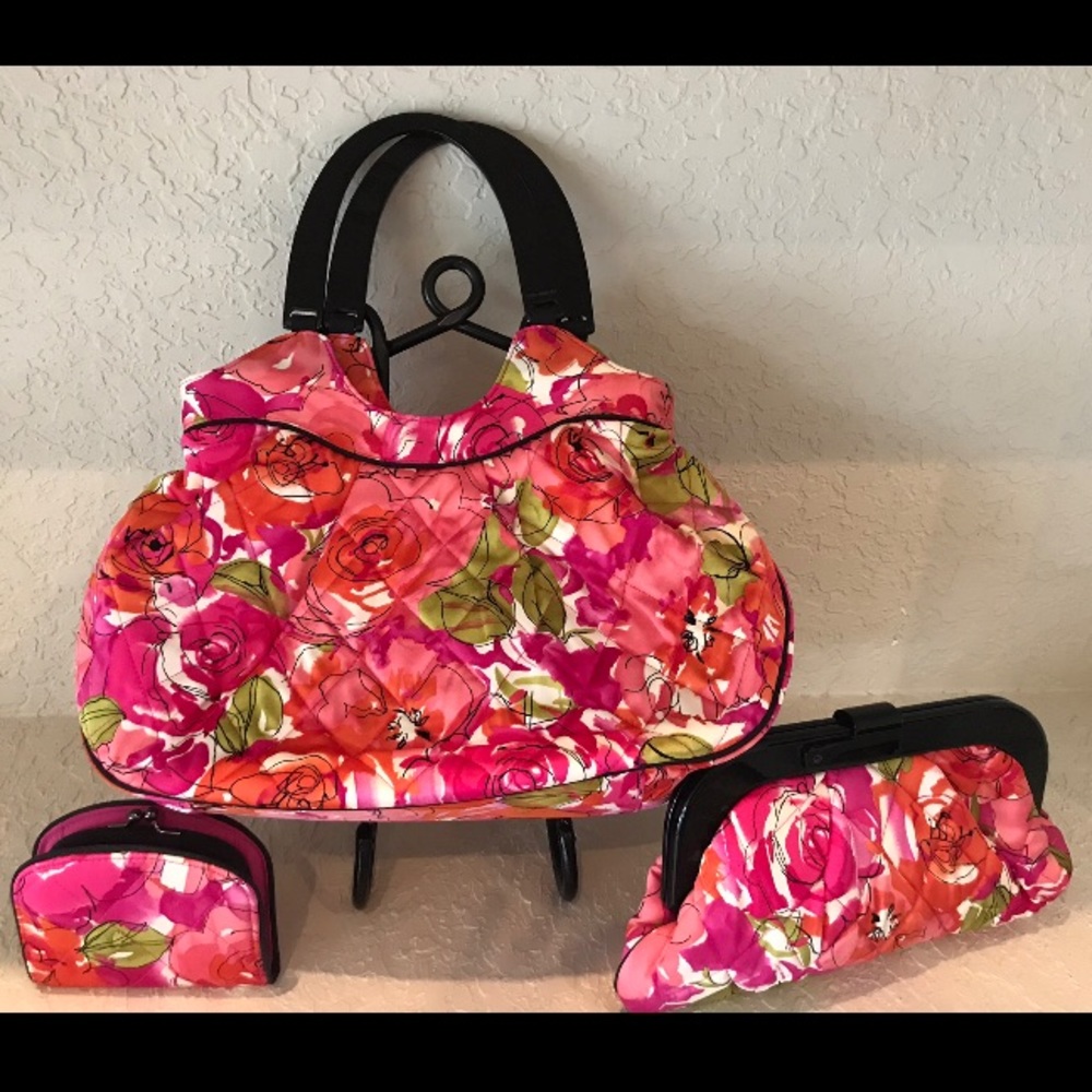 Vera Bradley Quilted Rose Bag, Clutch & Wallet
